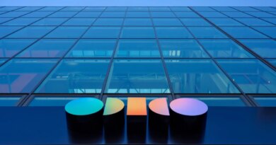a photo of outside Odido's office, looking up at the building towards the sky