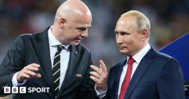 Fifa president Gianni Infantino and Russia president Vladimir Putin