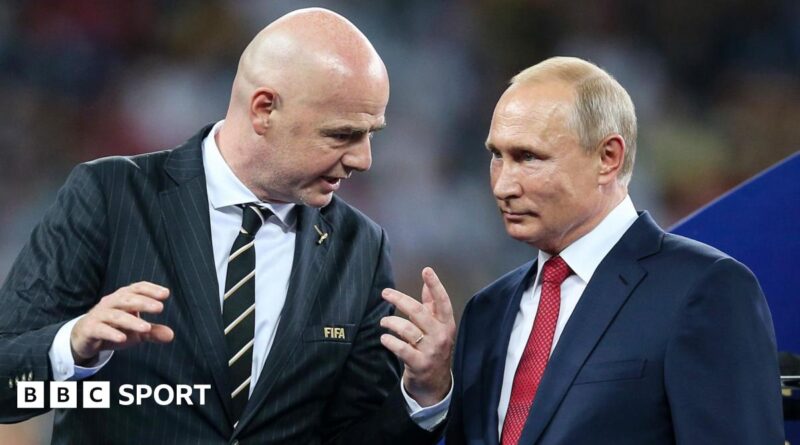Fifa president Gianni Infantino and Russia president Vladimir Putin