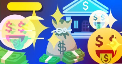 Digital illustration of money-related emojis mashed together.