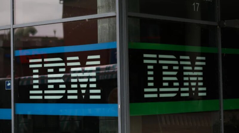 An IBM sign is seen on July 04, 2020 in Hamburg, Germany. (Photo by Jeremy Moeller/Getty Images)
