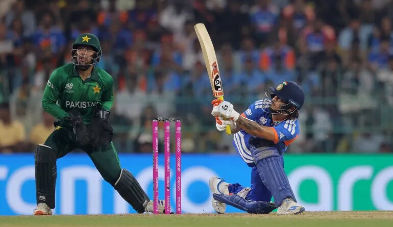 India's Ishan Kishan in action against Pakistan