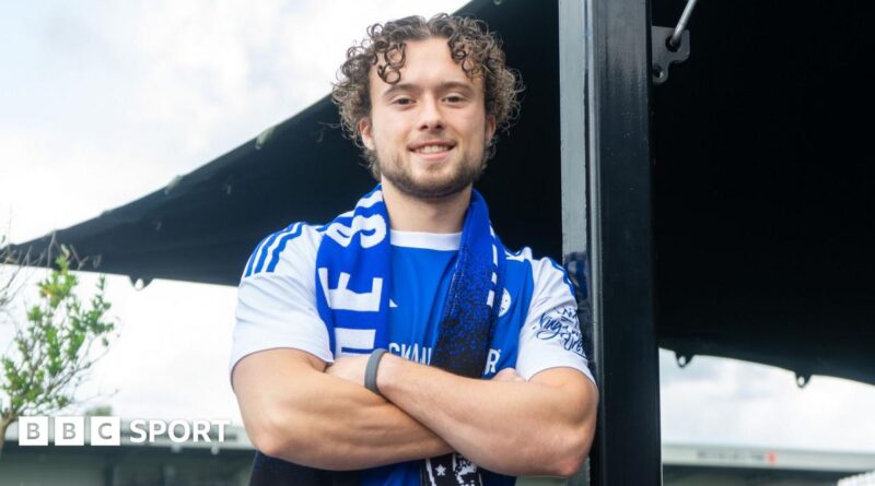 Luke Matheson celebrates scoring at Old Trafford