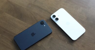 Two Apple iPhone 16e units splayed on table