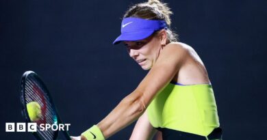 Katie Boulter plays a shot at the Merida Open