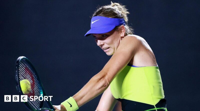 Katie Boulter plays a shot at the Merida Open