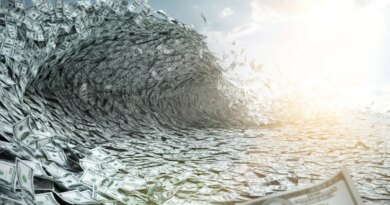 Sea wave made of money