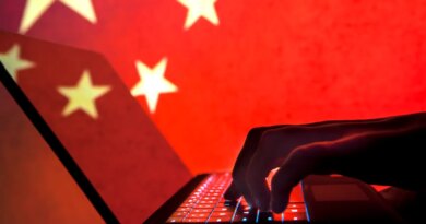 Cybercriminal, hacker China flag background.