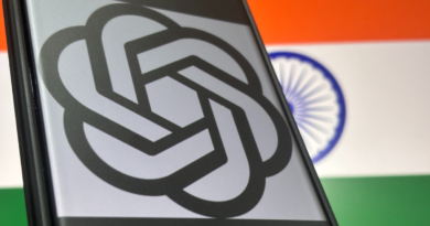 OpenAI logo over flag of India