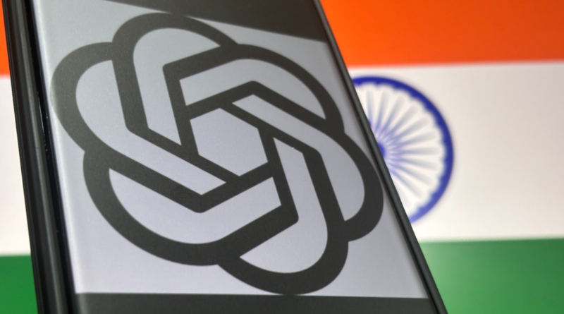 OpenAI logo over flag of India