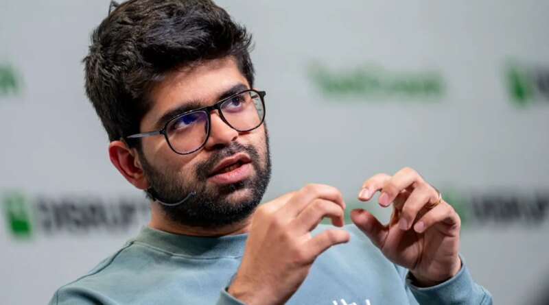 Aravind Srinivas, co-founder and chief executive officer of Perplexity, during TechCrunch Disrupt in San Francisco, California, US, on Wednesday, Oct. 30, 2024.