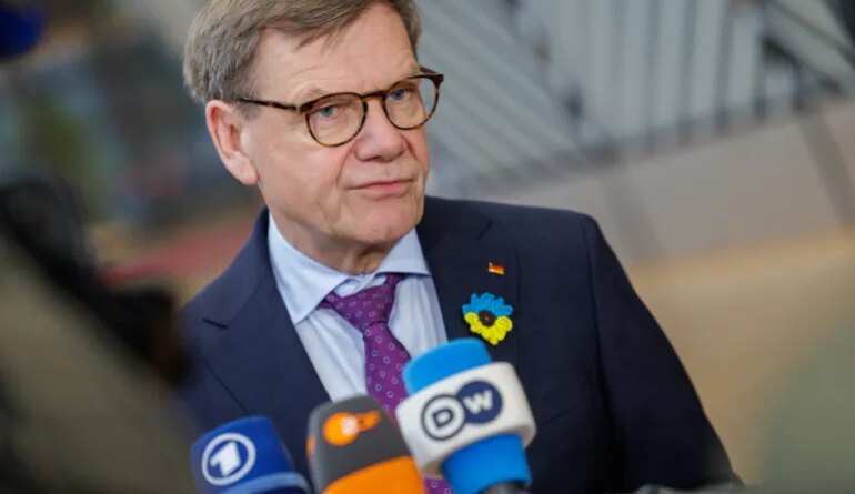 epa12770820 German Minister of Foreign Affairs Johann Wadephul speaks to the press at the start of a Foreign Affairs Council in Brussels, Belgium, 23 February 2026. EU foreign affairs chiefs will hold a discussion with the Minister of Foreign Affairs of Ukraine Andrii Sybiha - who will participate via VTC - and wiill also meet with the High Representative for Gaza, Nickolay Mladenov. EPA/OLIVIER MATTHYS