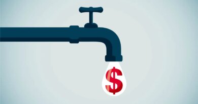 Water drop mapping money dripping from a faucet