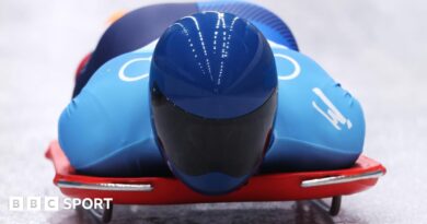 Marcus Wyatt competing in skeleton at Beijing Olympics in 2022