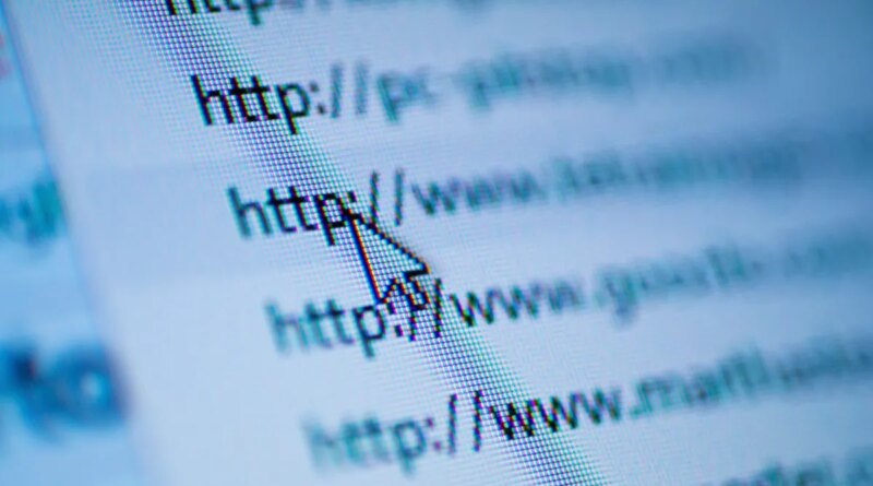 Cursor arrow pointing at URL on screen