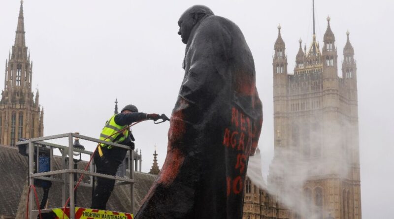 UK police arrest man after Churchill statue sprayed with graffiti