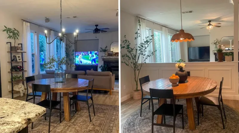 A woman transformed her open-concept space with a pony wall for $2,500