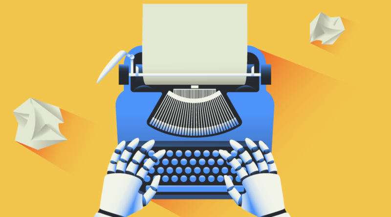 robot hands at a manual typewriter
