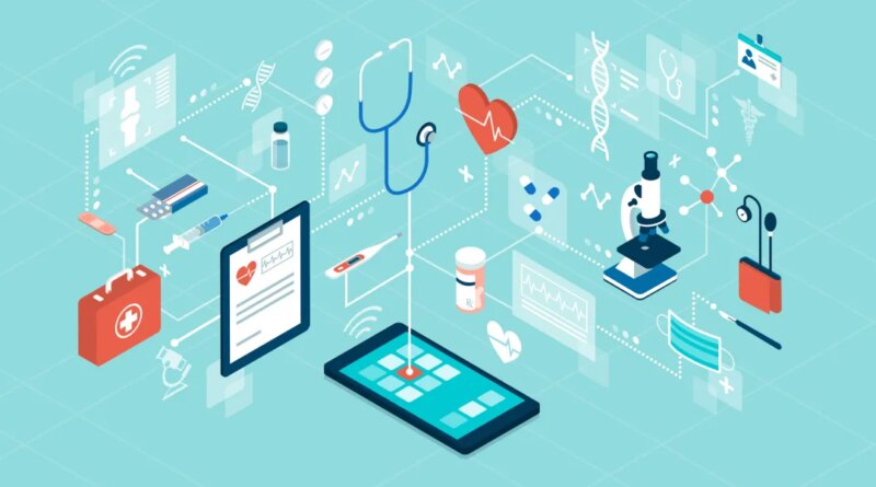 AWS, illustration of telemedicine and online healthcare services