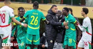 Senegal's players react to a decision during the 2025 Afcon final against Morocco