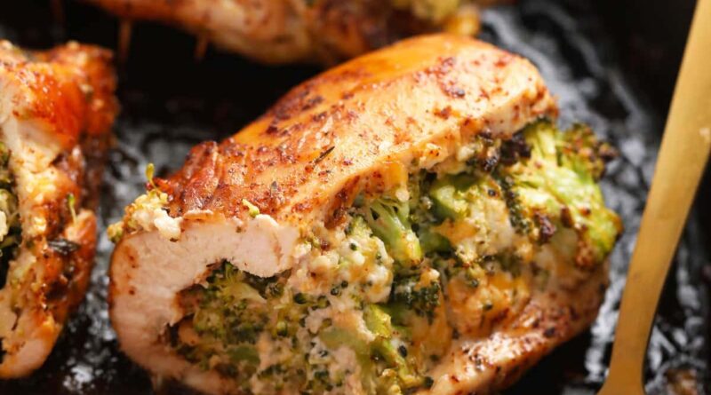 Broccoli and Cheese Stuffed Chicken Breasts (Protein Packed!)