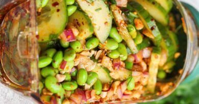 Chili Crunch Edamame Cucumber Salad