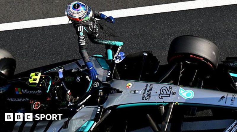 Kimi Antonelli celebrates pole position at the Chinese Grand Prix