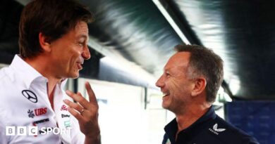 Toto Wolff and Christian Horner laugh