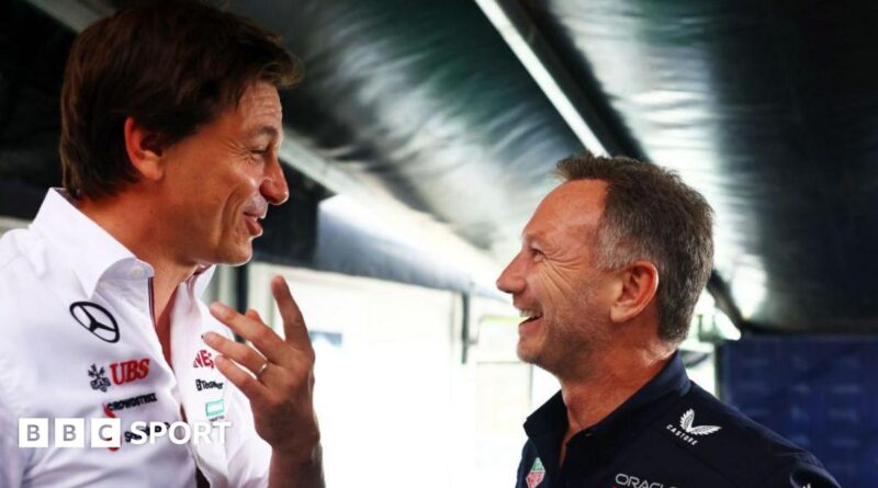 Toto Wolff and Christian Horner laugh