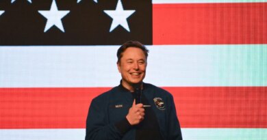 Elon Musk speaks during a town hall in Green Bay, Wisconsin on March 30, 2025.