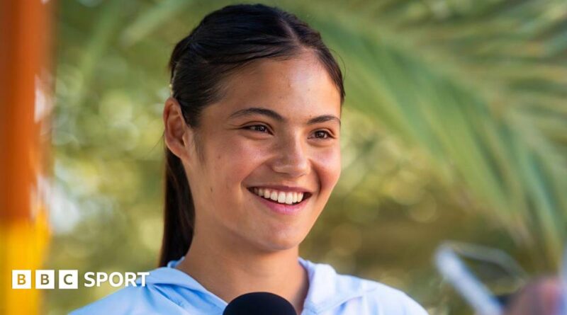 Emma Raducanu talks to media before Indian Wells in 2026