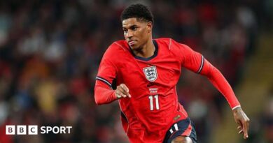 Marcus Rashford at Wembley in England's friendly against Uruguay
