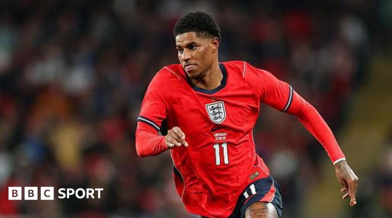 Marcus Rashford at Wembley in England's friendly against Uruguay