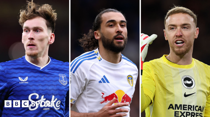 James Garner of Everton, Dominic Calvert-Lewin of Leeds, Jason Steele of Brighton