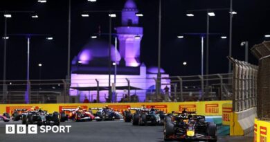 Cars on the track at the Saudi Arabia Grand Prix