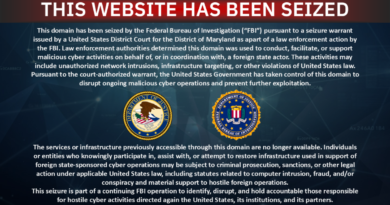 A website takedown and seizure notice by the FBI and the U.S. Department of Justice, which replaced the contents of two websites linked to the pro-Iranian hacktivist group Handala.