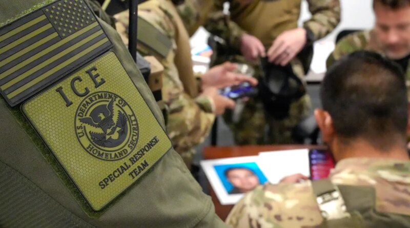 A group of U.S. Immigration and Customs Enforcement (ICE) agents.