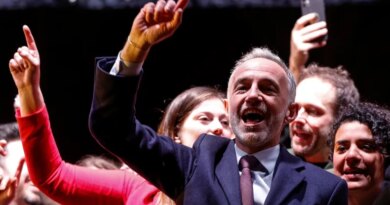 Socialist Party (PS) Member of Parliament and left wing Paris mayoral candidate Emmanuel Gregoire celebrates during a gathering following the second round of France's 2026 municipal elections in Paris on March 22, 2026.