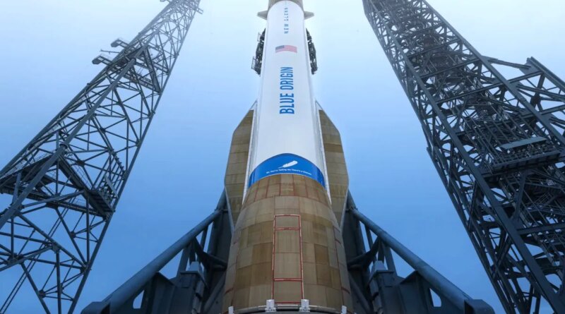 Blue Origin's New Glenn rocket on the launchpad