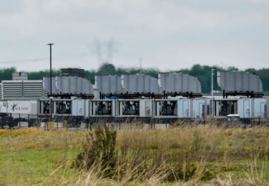 Gas turbines are visible at an xAI data center on Riverport Rd in Memphis, TN on April 25, 2025.