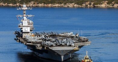 Laundry fire on giant US aircraft carrier injures two: US military