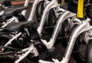 Stored e-bikes in a warehouse at Rad Power Bikes in Seattle.
