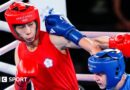 Taiwanese boxer Lin Yu-ting fighting in the women's welterweight final at the 2024 Olympic Games in Paris