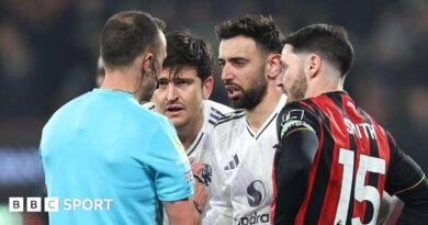 A graphic of Premier League players from every team in the division in 2025-26 season, with the Premier League trophy in front of them.