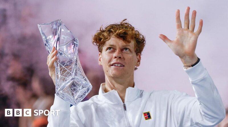Jannik Sinner celebrates winning the Miami Open