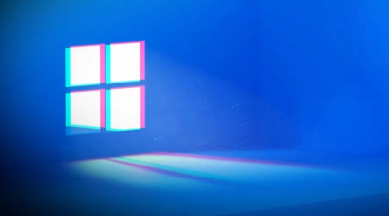 Windows logo on a dark blue background.