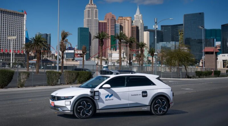 A Hyundai Ioniq 5 powered by Motional on Uber's network in Las Vegas