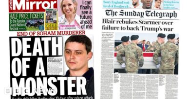 Newspaper headlines: 'Death of a monster' and 'Blair rebukes Starmer'