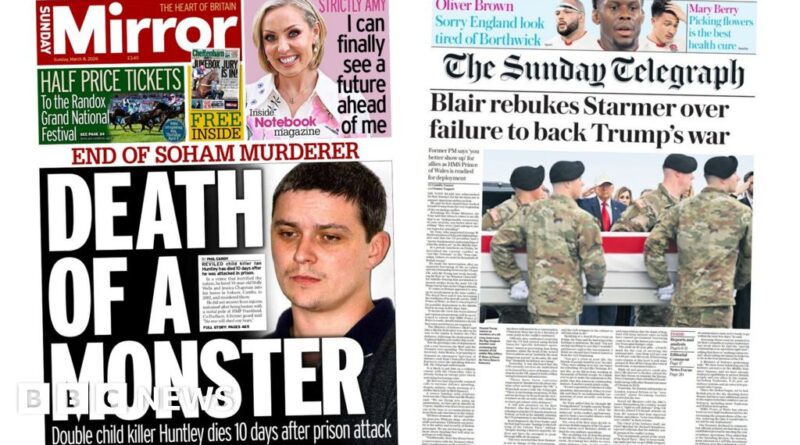 Newspaper headlines: 'Death of a monster' and 'Blair rebukes Starmer'