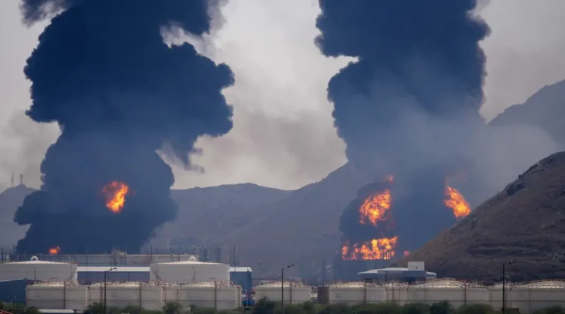 Photos show a major fire at a key UAE oil port, a day after the US struck a major Iranian depot